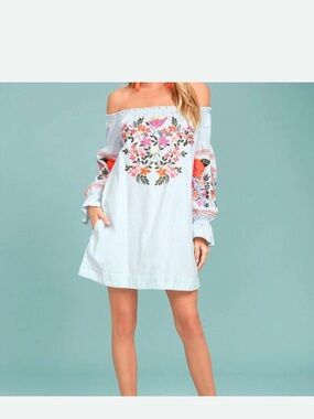Free People Fleur Du Jour mini dress pockets 100% cotton